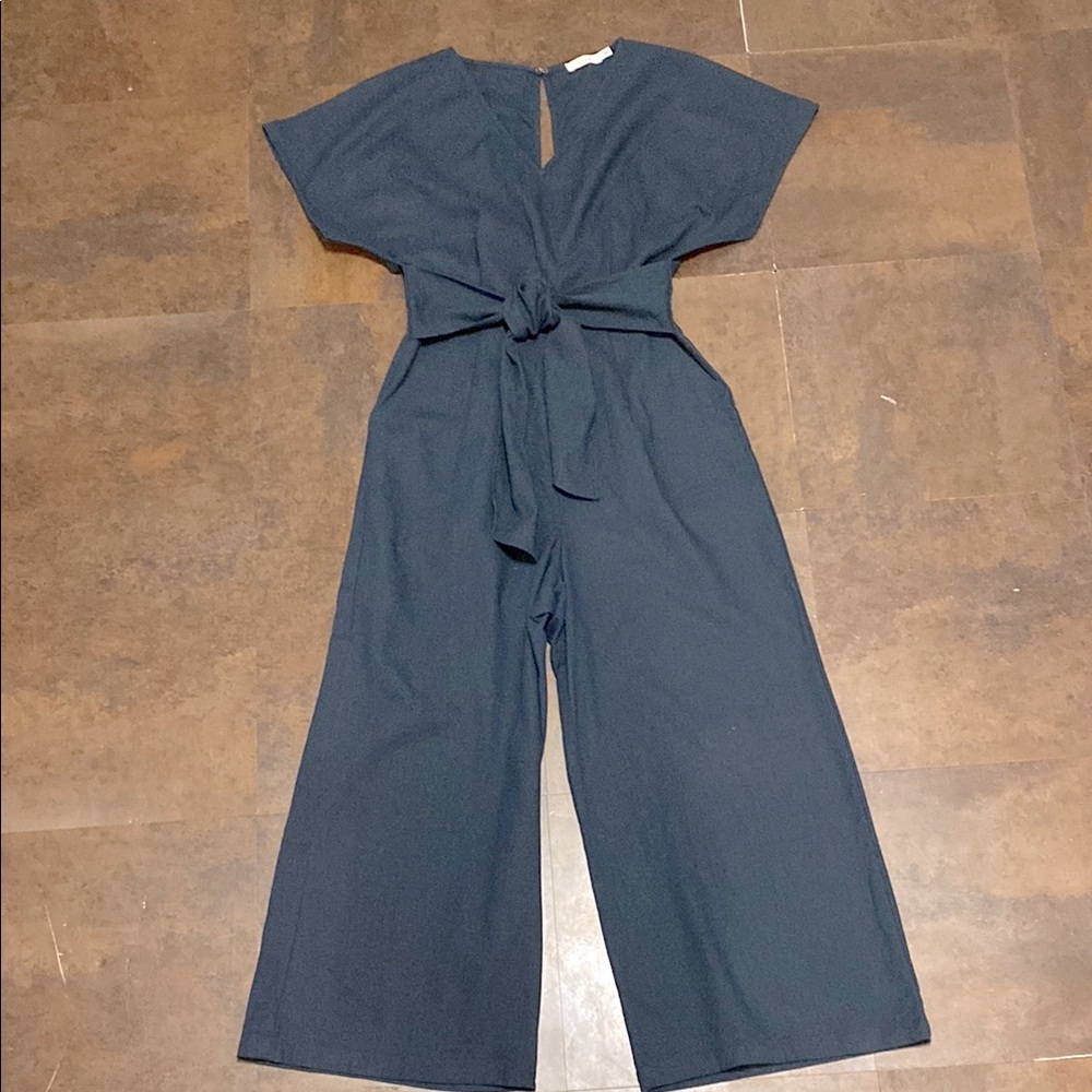 Lush cropped navy jumpsuit size small